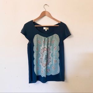 ANTHROPOLOGIE - Patterned Blue Blouse